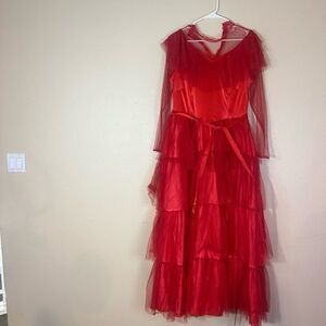 Spirit Beetlejuice Lydia deetz red Halloween cosplay dress L